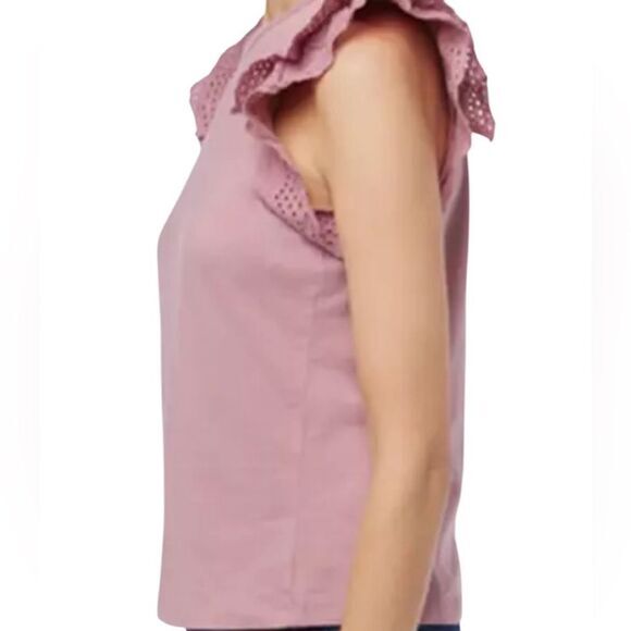 Joe's Women's Top Size XS Eyelet Layered Flutter Sleeve Blouse Rose NWT $148 - Picture 3 of 10